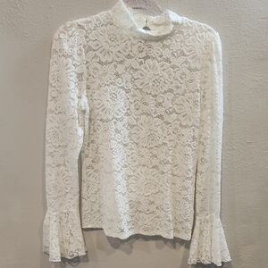 Soprano Cream Lace Blouse with Ruffled Cuffs